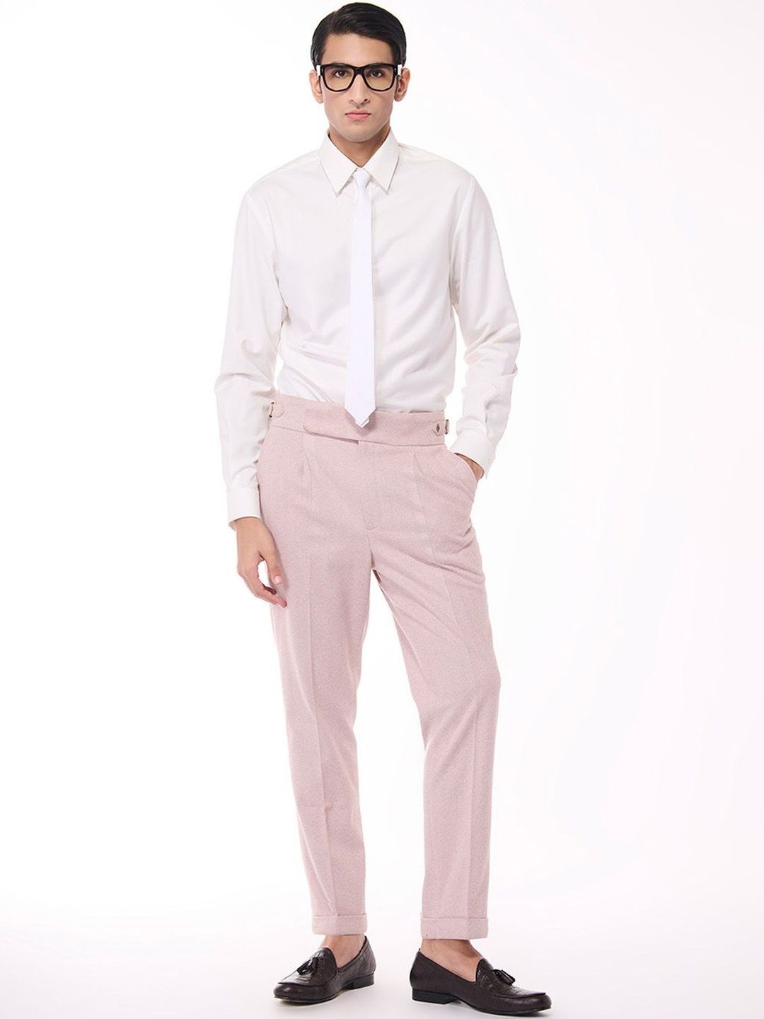 S&N by Shantnu Nikhil Men Slim Fit Pleated Trousers-picture-31
