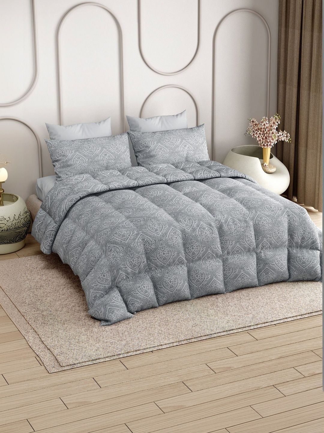 LABHAM Blue & Grey Ethnic Motifs Cotton 4 Piece Double King Fine Bedding Set-picture-53