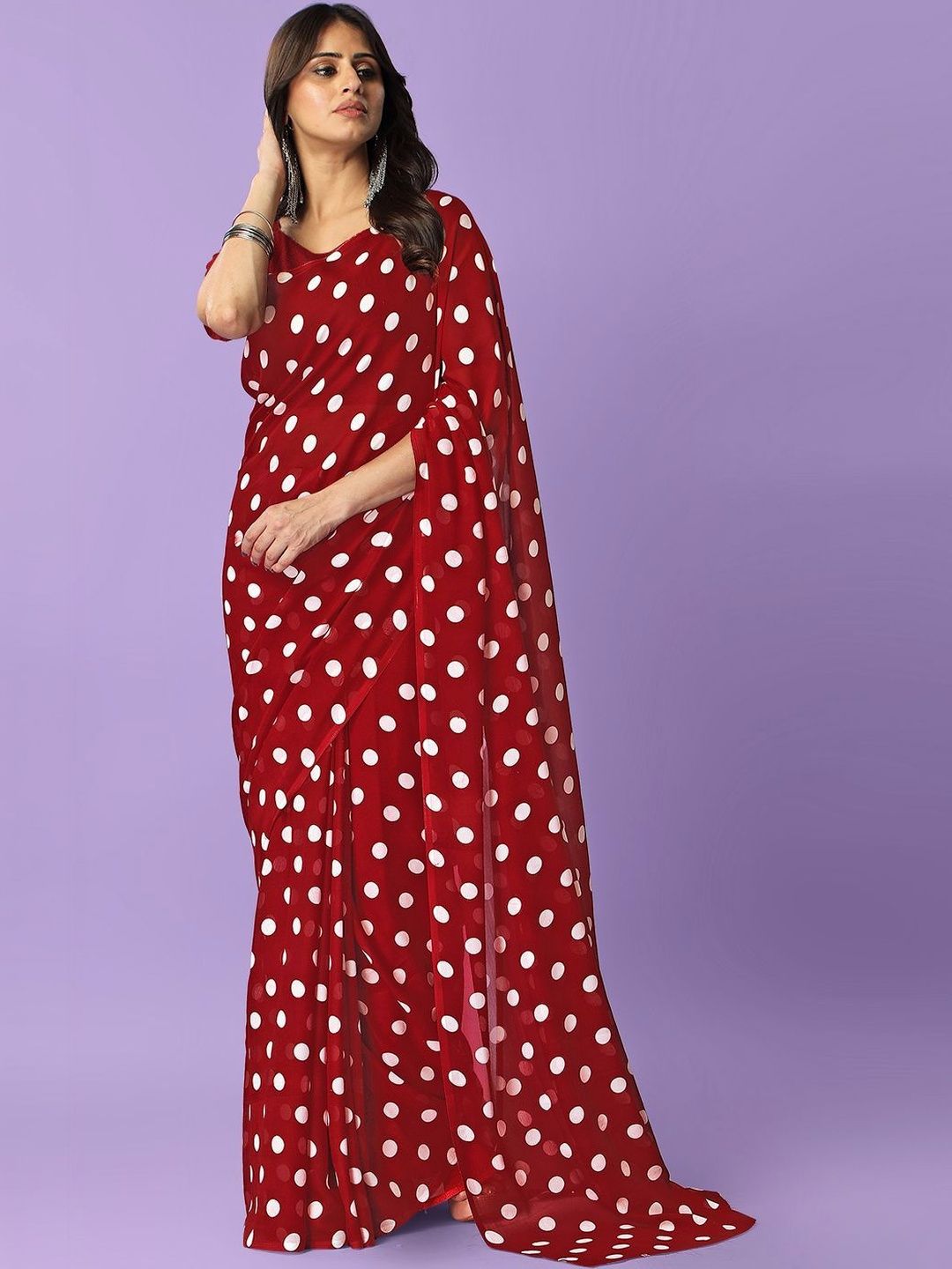 SZN Polka Dot Poly Georgette Saree-picture-48