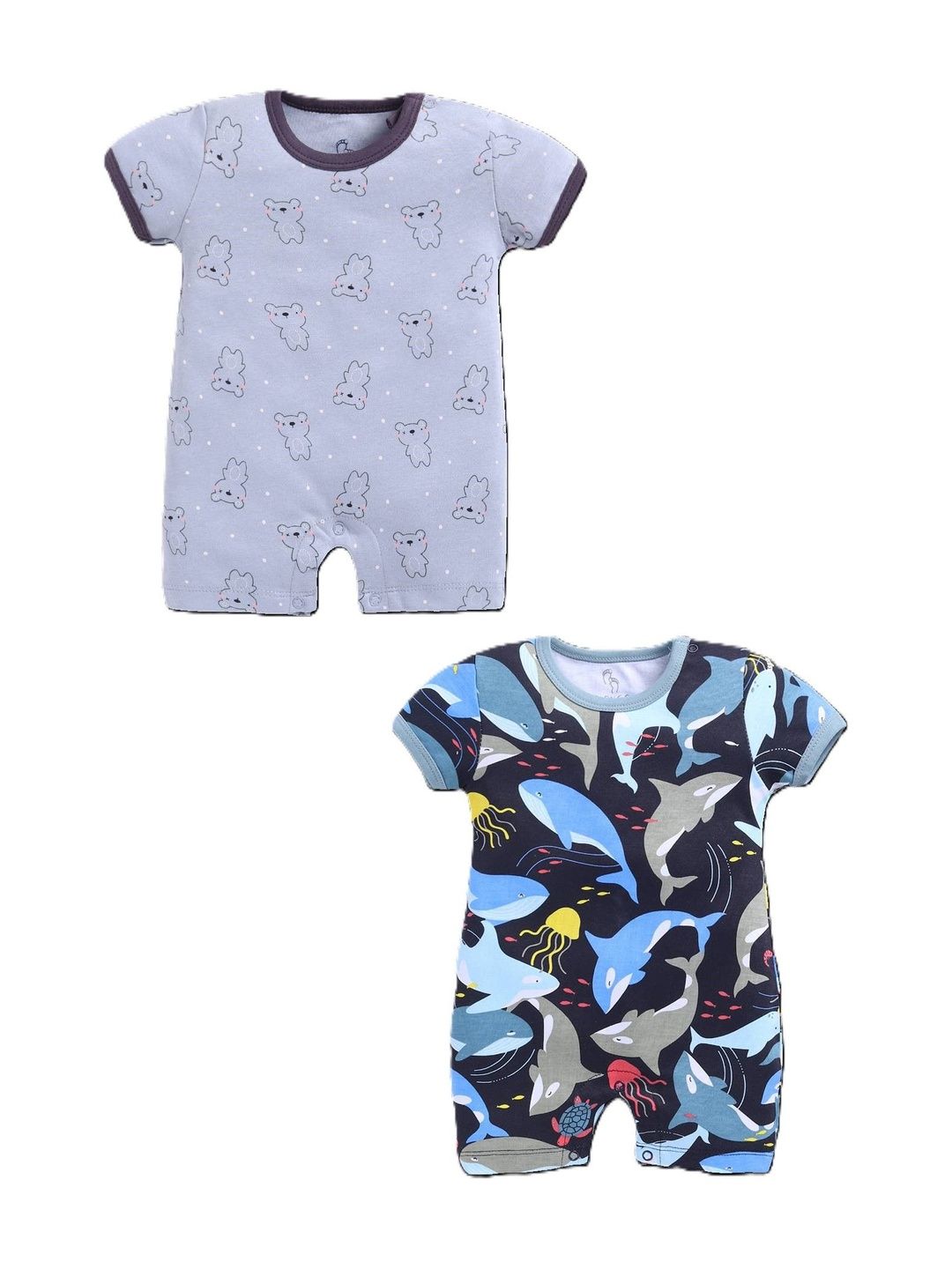 BABY GO Infants Boys Pack of 2 Printed Rompers-picture-52