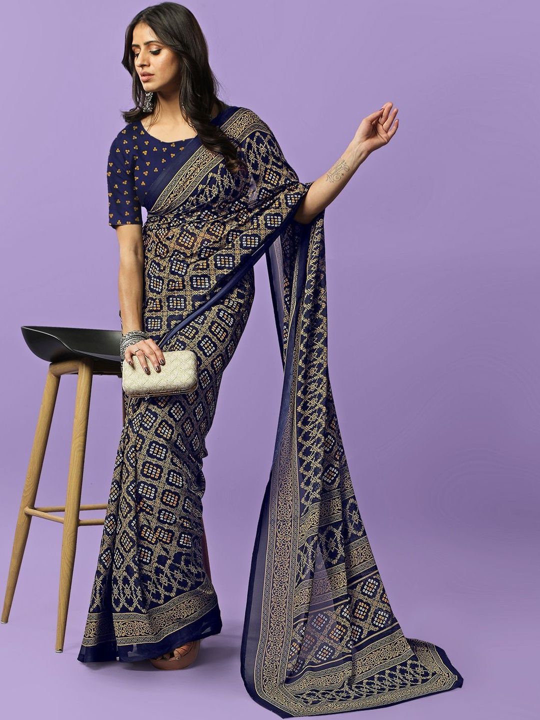 SZN Bandhani Poly Georgette Bandhani Saree-picture-14