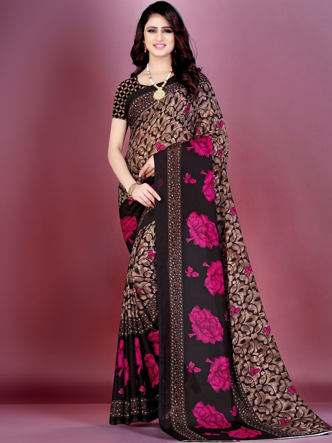 SZN Floral Poly Georgette Saree-picture-53