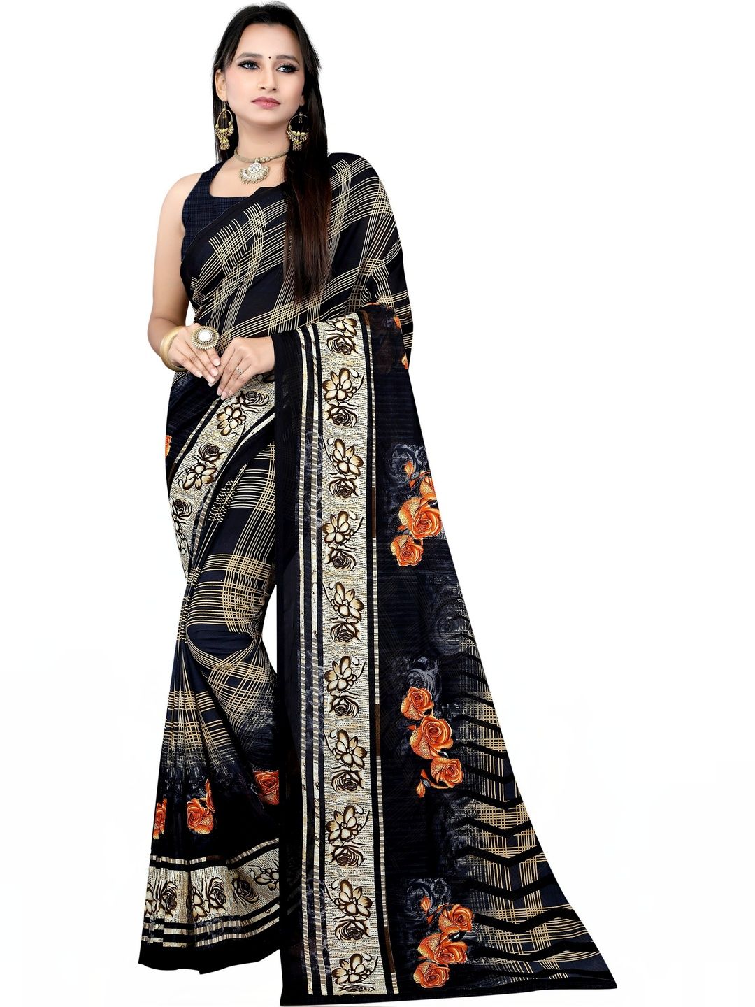 SZN Floral Poly Georgette Saree-picture-48