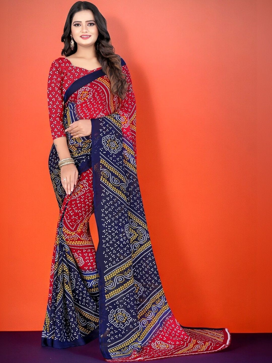 SZN Bandhani Poly Georgette Bandhani Saree-picture-21