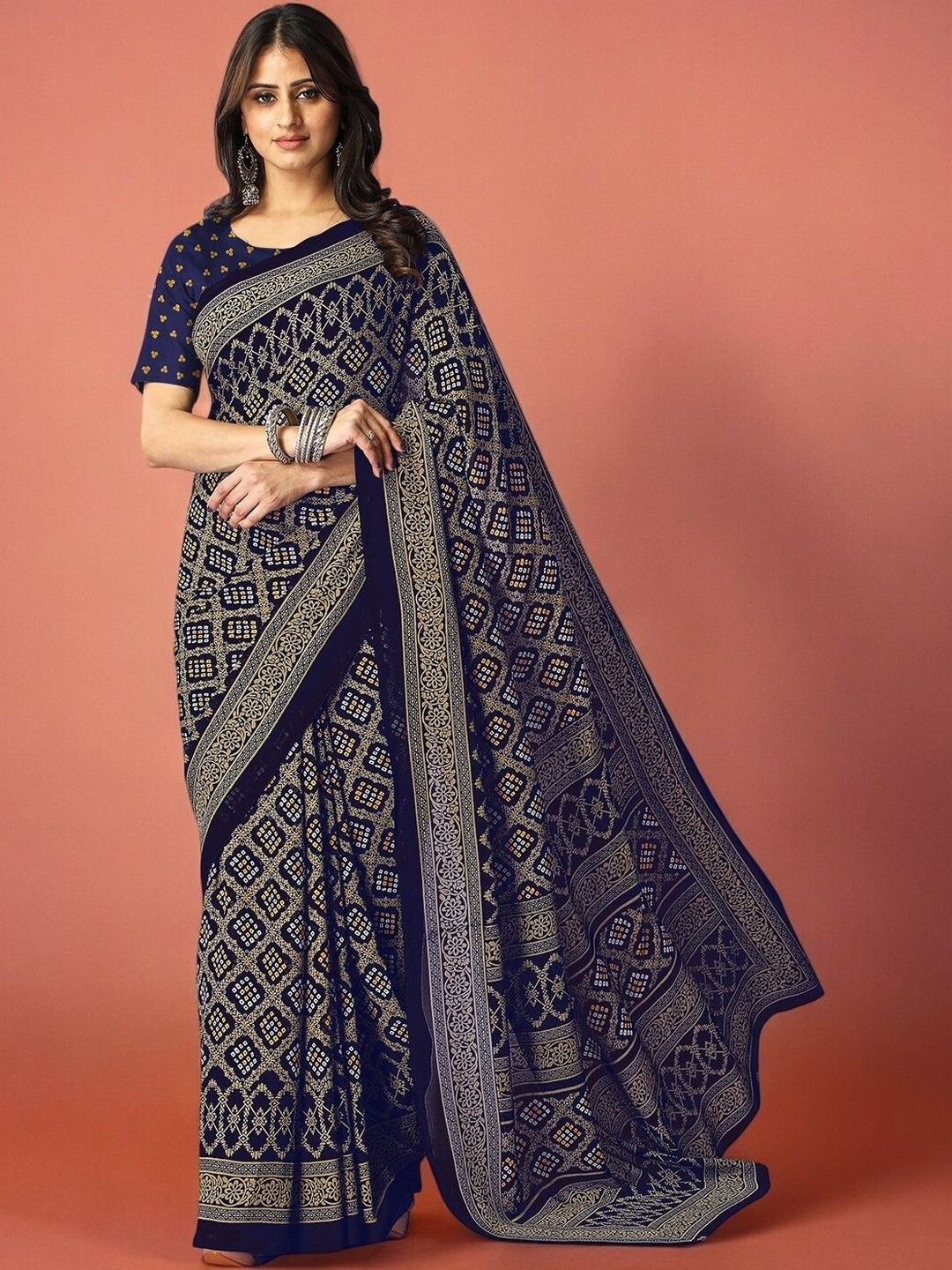 SZN Ethnic Motifs Zari Poly Georgette Saree-picture-24