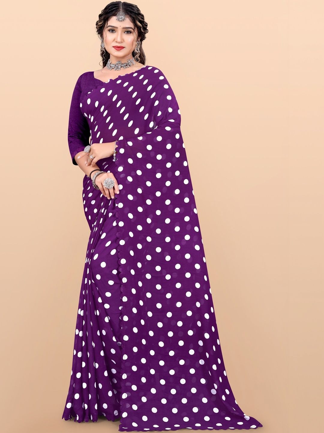 SZN Polka Dot Poly Georgette Heavy Work Saree-picture-41