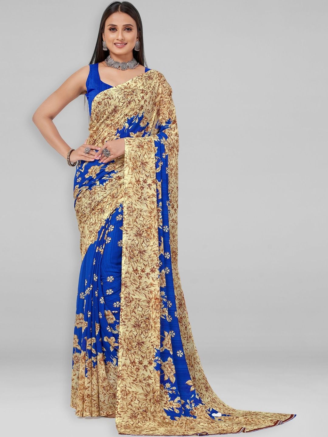 SZN Floral Poly Georgette Saree-picture-15