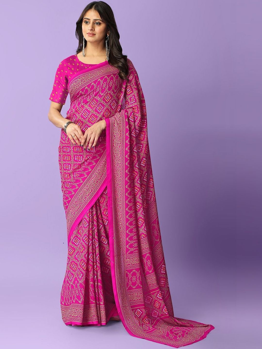 SZN Bandhani Poly Georgette Bandhani Saree-image-18