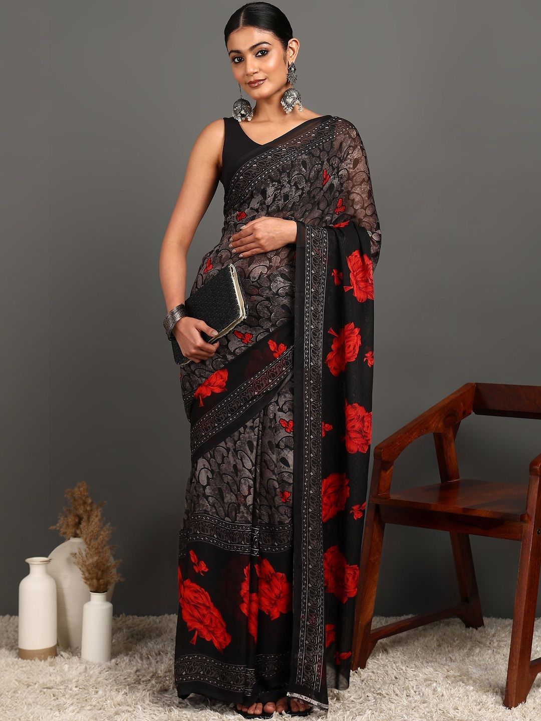 SZN Floral Poly Georgette Saree-picture-28