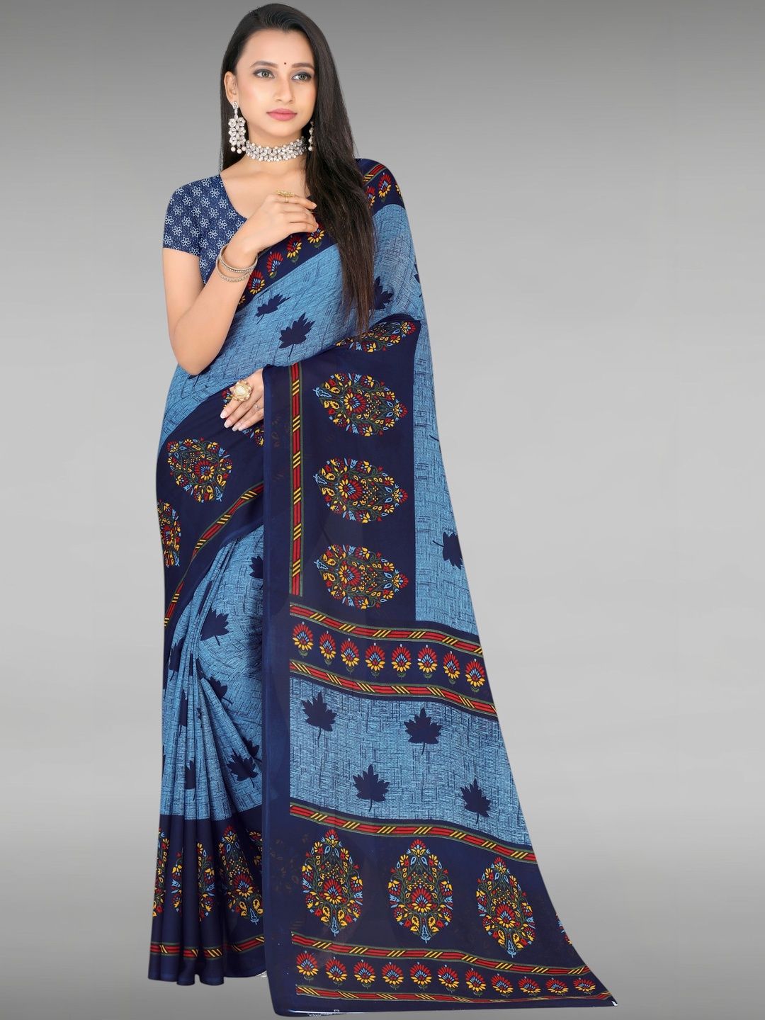 SZN Ethnic Motifs Poly Georgette Saree-picture-57