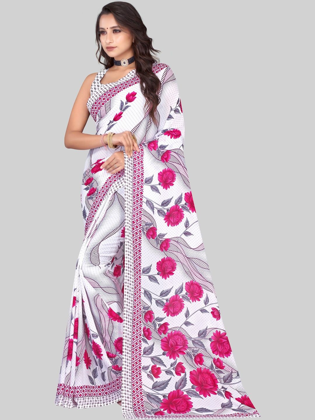 SZN Floral Poly Georgette Saree-picture-57
