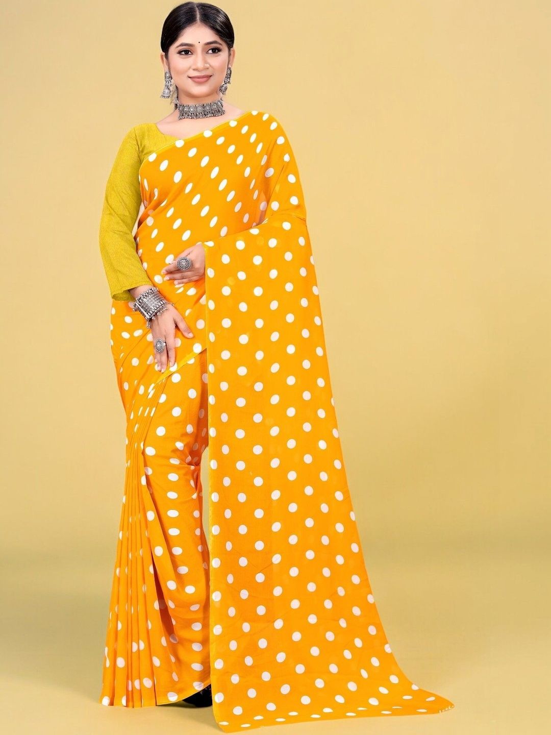 SZN Polka Dot Poly Georgette Saree-picture-25