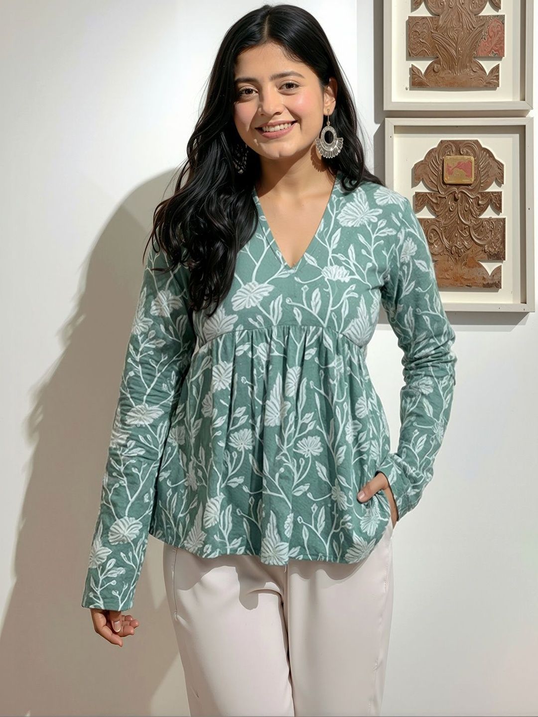 Maheshvi Floral Print Peplum Top-picture-12