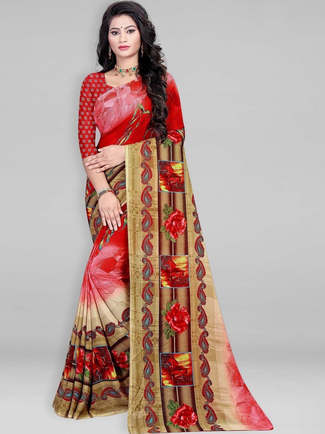 SZN Floral Poly Georgette Saree-picture-38