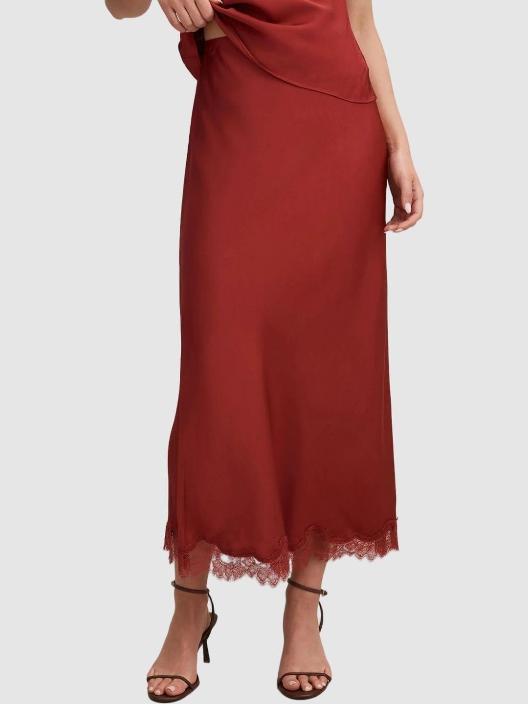 Forever New Women Lace Frills Bows and Ruffles Maxi Straight Skirt-picture-39