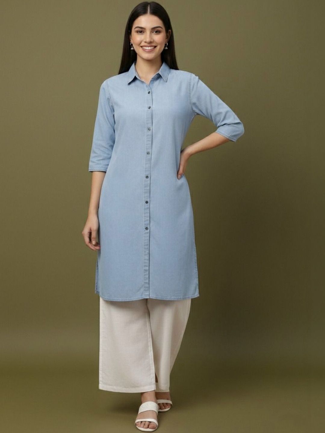 SK Creation Shirt Collar Pure Cotton Blend Kurti-picture-35