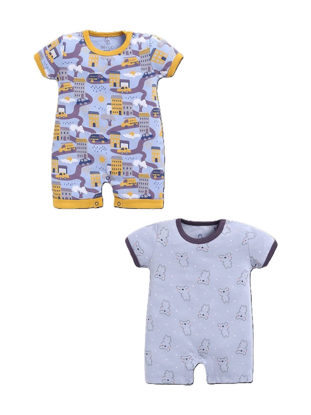 BABY GO Infants Boys Pack of 2 Printed Rompers-picture-41