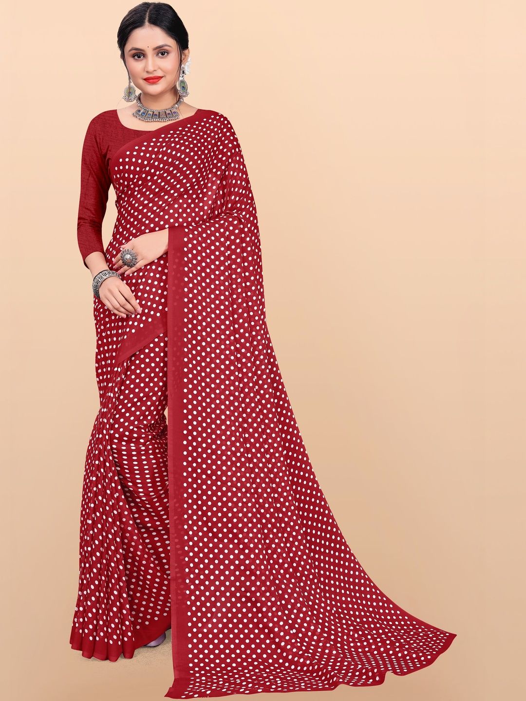 SZN Polka Dot Poly Georgette Saree-picture-38