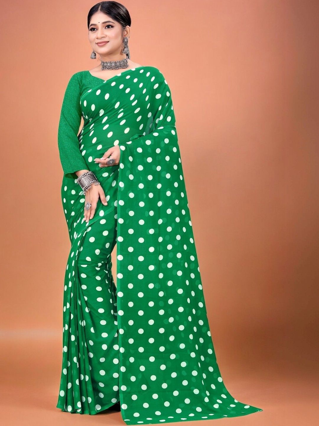 SZN Polka Dot Poly Georgette Saree-picture-36
