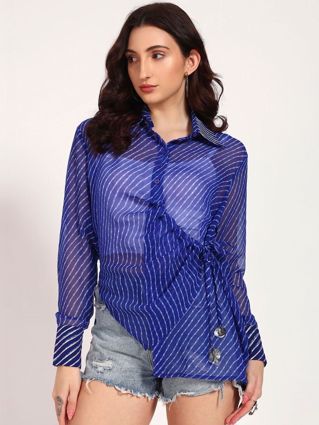 KOVET Striped Georgette Wrap Top-picture-42