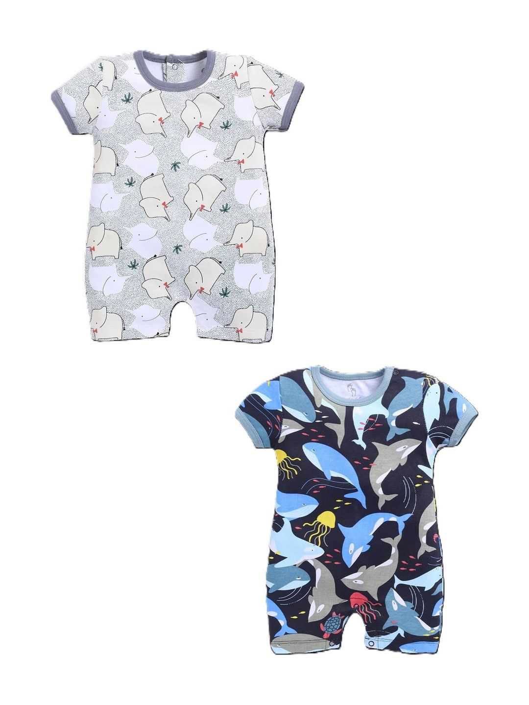 BABY GO Infants Boys Pack of 2 Printed Rompers-picture-30