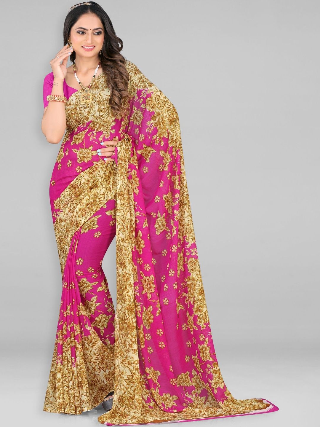 SZN Floral Poly Georgette Saree-picture-23