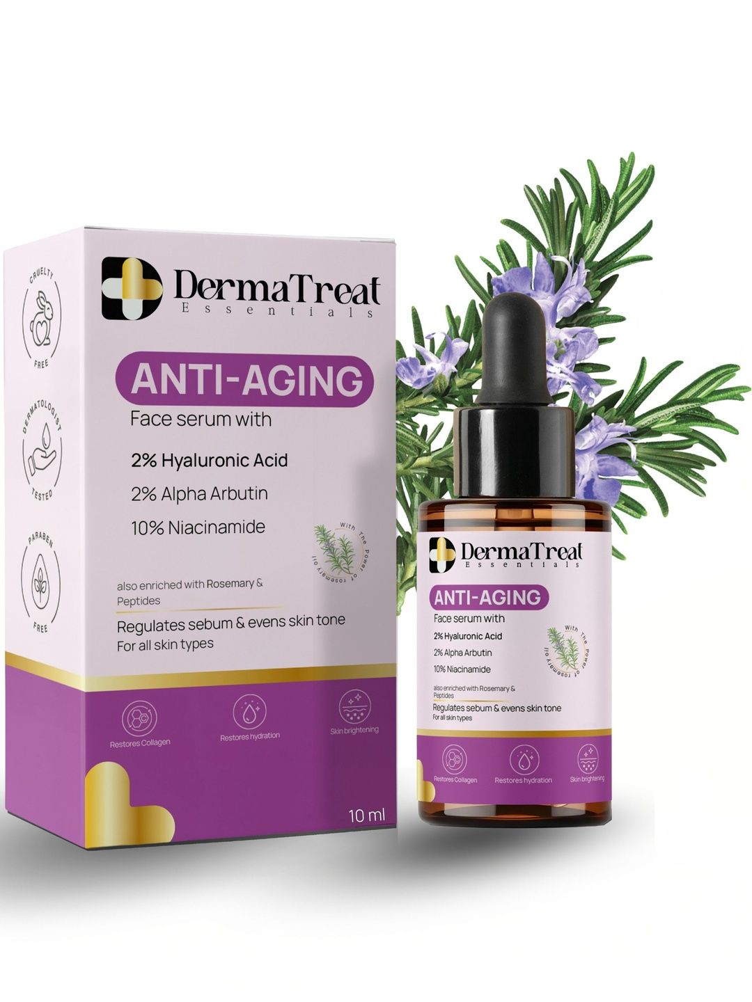 DermaTreat Essentials Anti-Aging Face Serum With 2% Hyaluronic Acid - 10 ml-image-49
