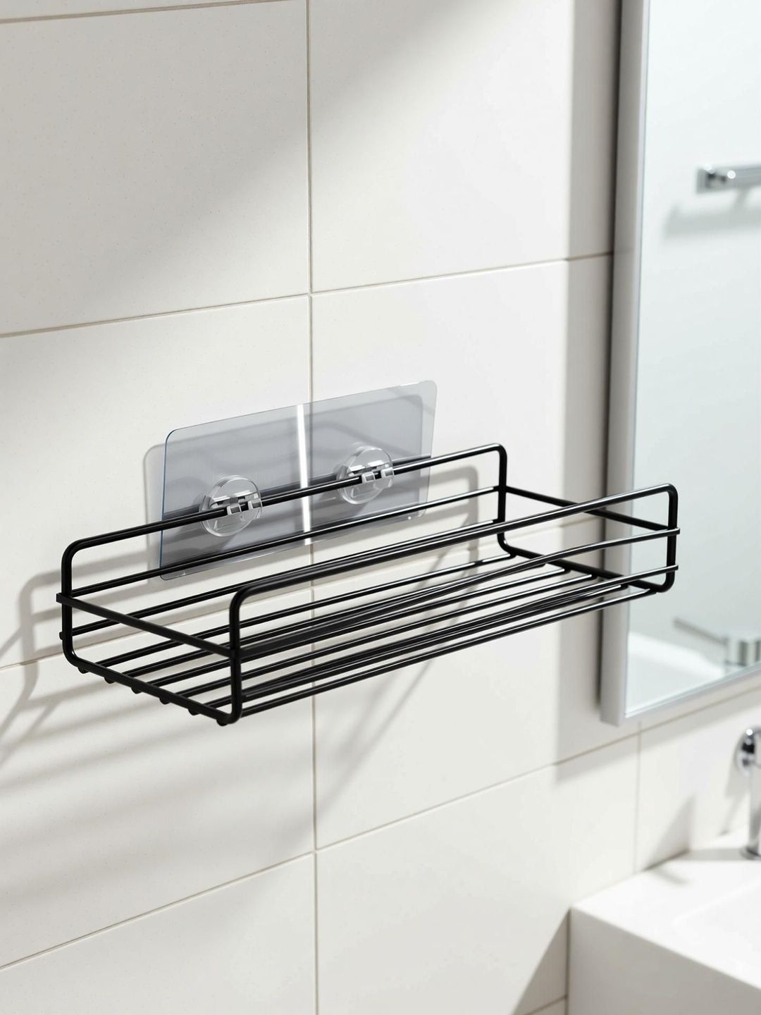 DeoDap Black Stainless Steel Wall Mounted Single Layer Self Adhesive Soap Dish Holder-picture-33