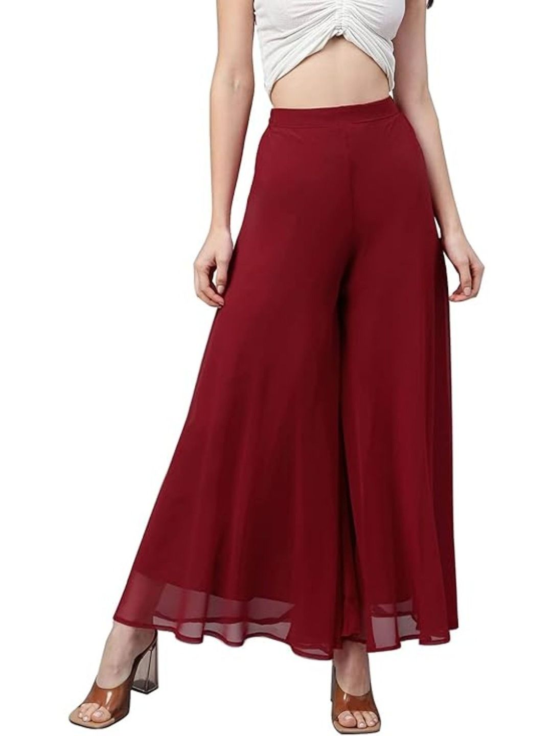 AFFLEON Women 2 Flared Georgette Ethnic Palazzos-image-40