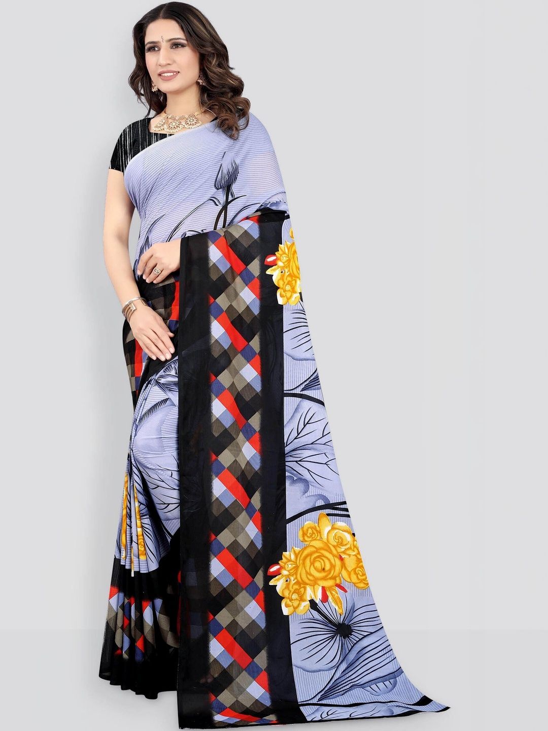 SZN Floral Poly Georgette Saree-picture-42