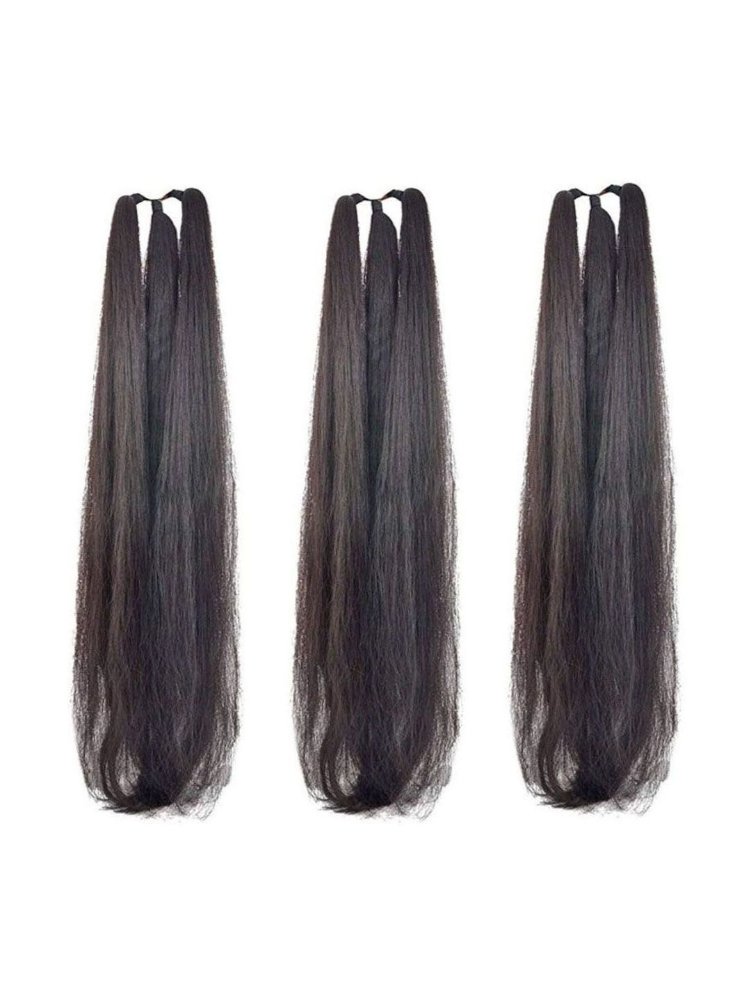 AROOMAN Set Of 3 Straight Fake Choti Hair Extension - Brown - 24 Inch Each-picture-27