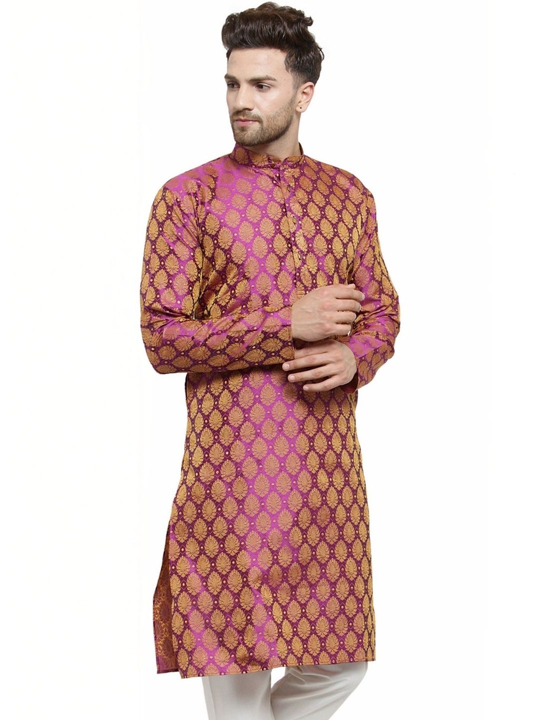 madhavwears Men Geometric Embellished Handloom Anarkali Kurta-picture-29