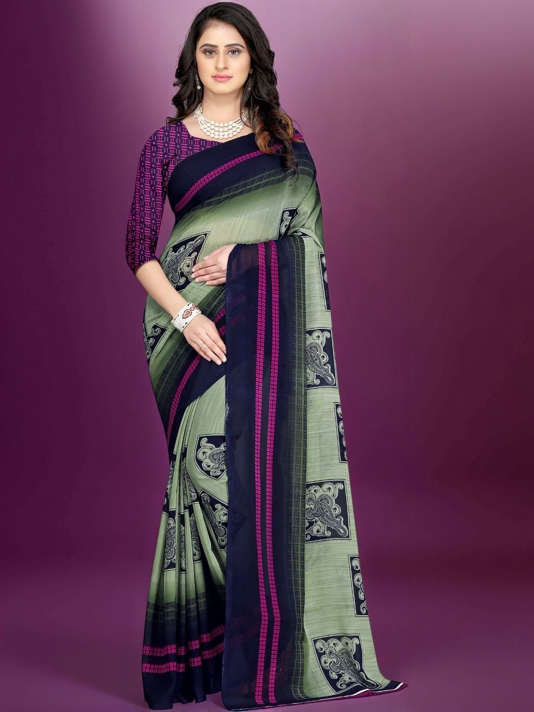SZN Ethnic Motifs Poly Georgette Saree-picture-40