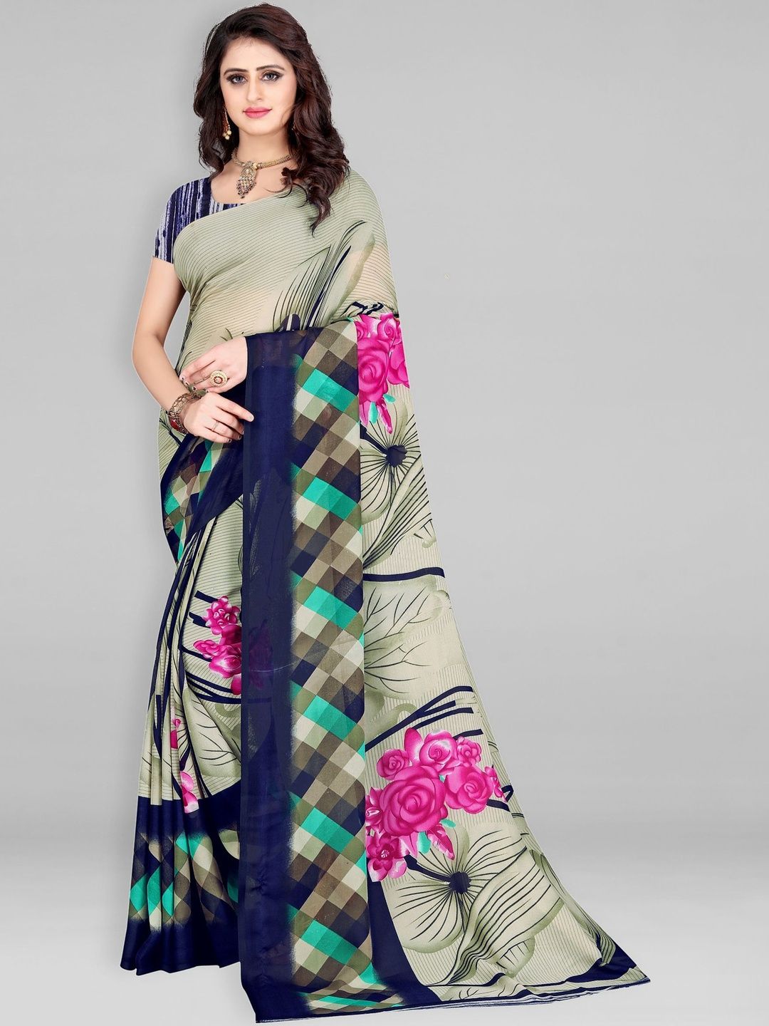 SZN Floral Poly Georgette Saree-picture-19