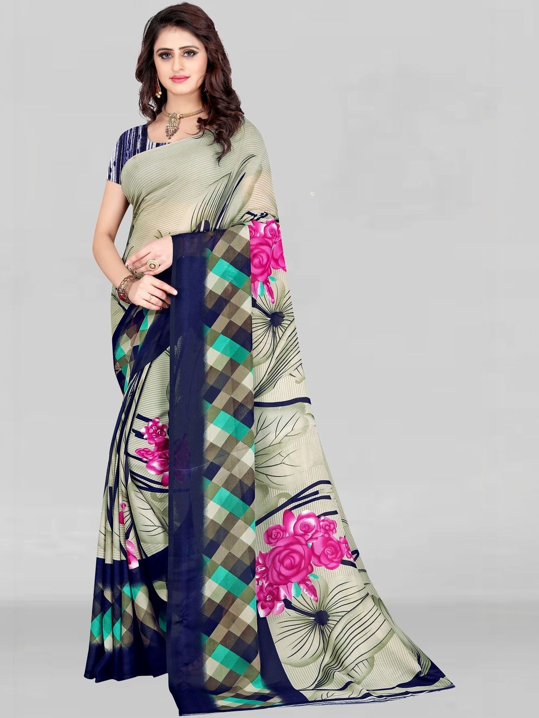 SZN Floral Poly Georgette Saree-picture-51
