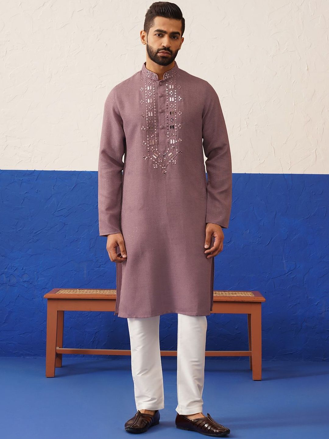 TheEthnic.Co Men Geometric Embroidered Kurta-picture-15