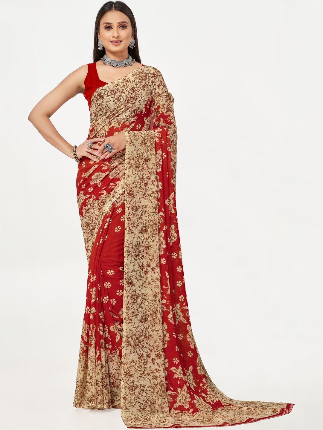 SZN Floral Poly Georgette Saree-picture-19