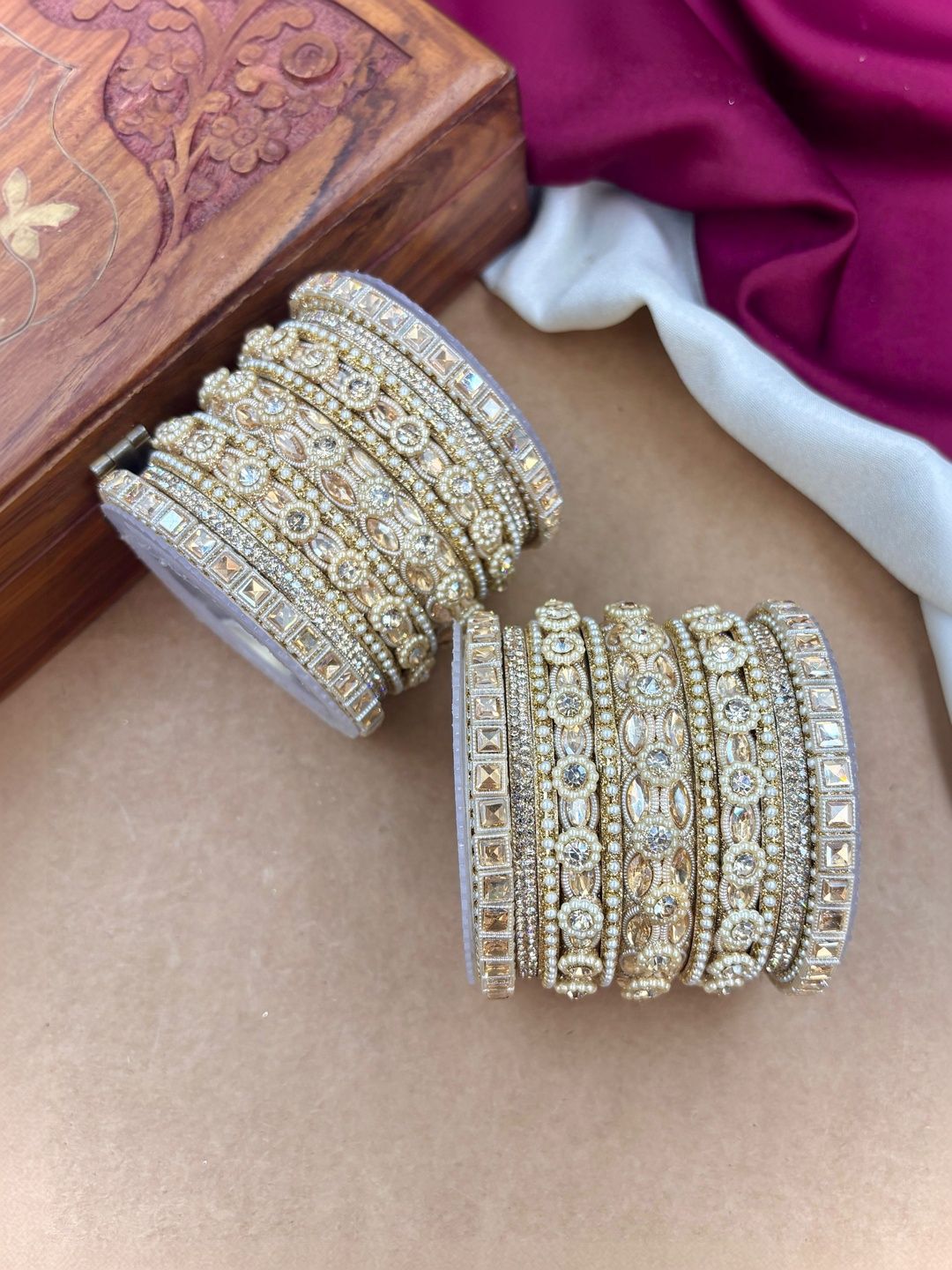 Wedding Chuda by Hitesh Bangles Set of 22 Stones-Studded Bangle-image-11