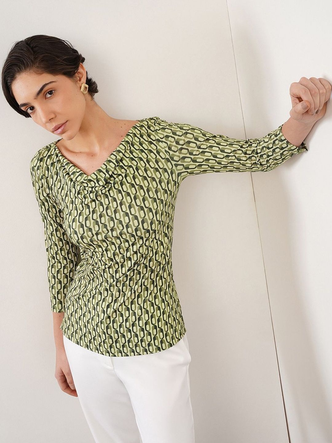 FABLE STREET Geometric Print Cowl Neck Top-picture-26