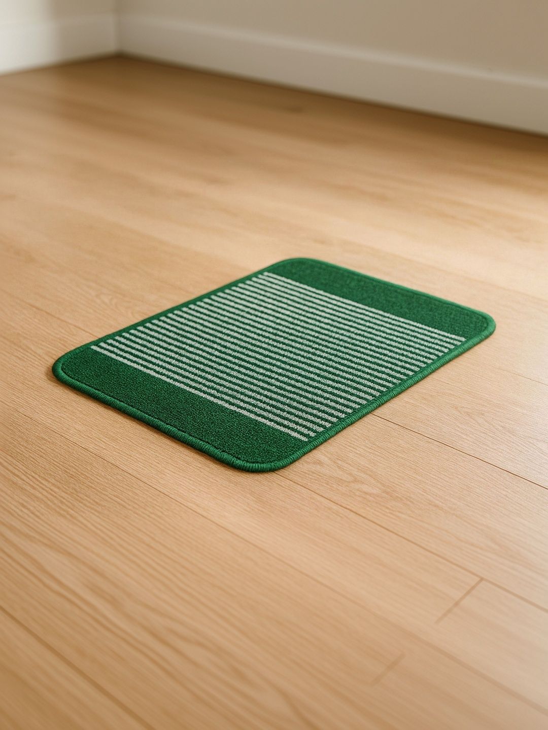 GEET CREATIONS Green & White Self-Designed Anti-Skid Doormat-image-23