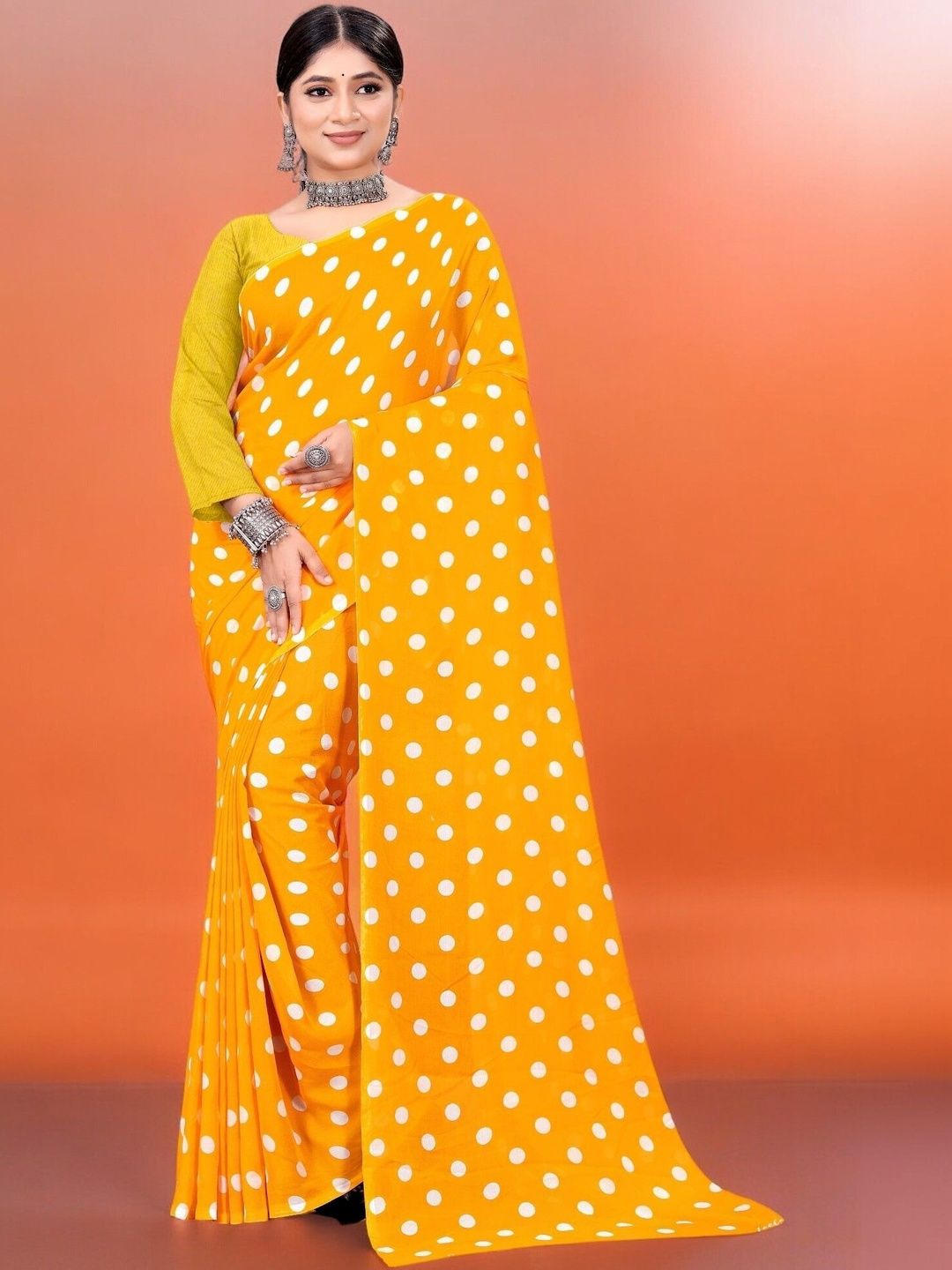 SZN Polka Dot Poly Georgette Saree-picture-22