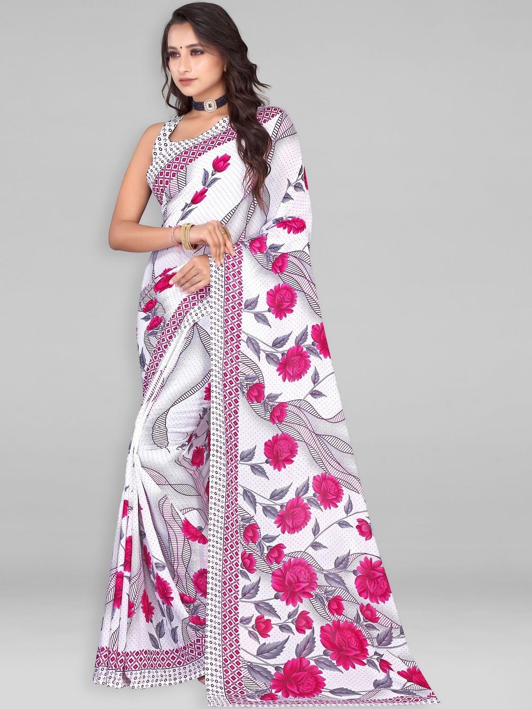 SZN Floral Poly Georgette Saree-picture-49