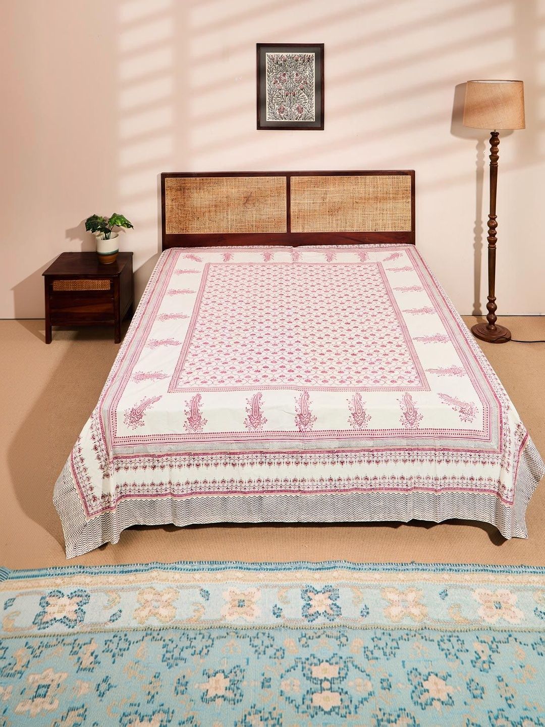 Fabindia Pink Printed Cotton Single Bed Covers-picture-40