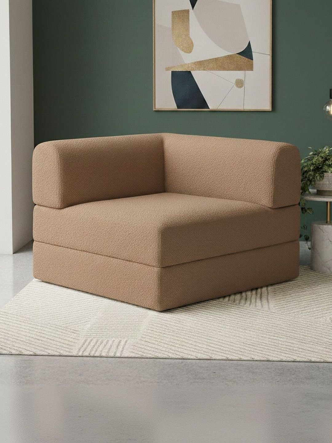 Pum Pum Beige Leatherette 1 Seater Fold Out Sofa Cum Bed
