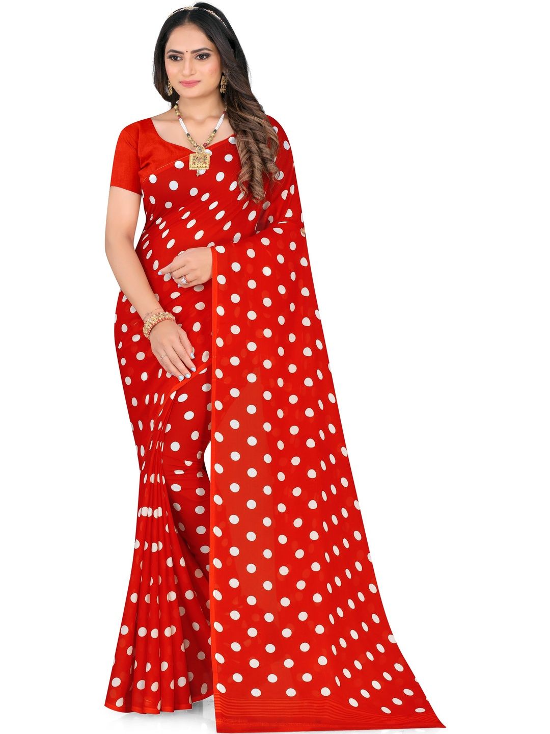 SZN Polka Dot Poly Georgette Saree-picture-29