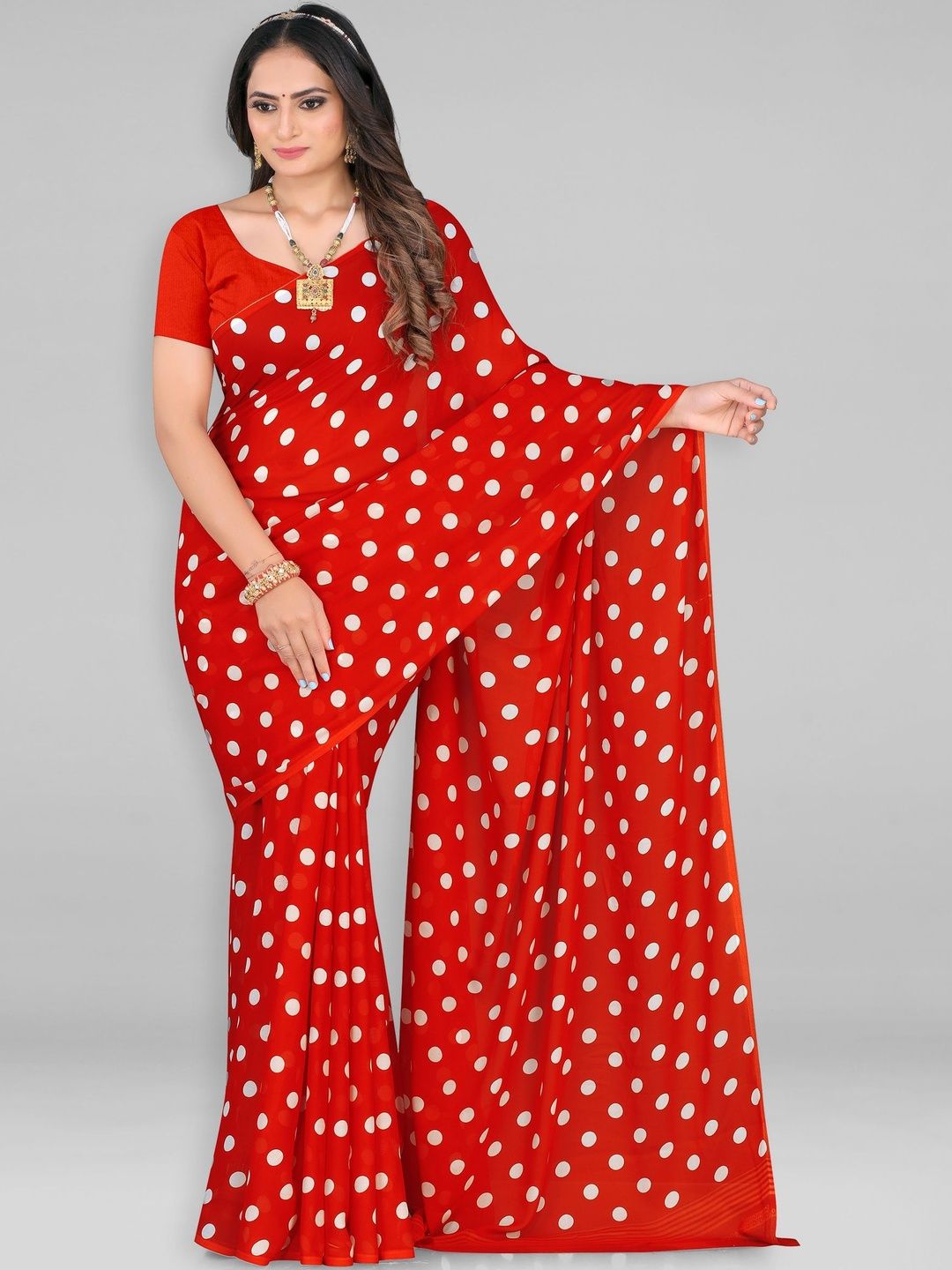 SZN Polka Dot Poly Georgette Saree-picture-19