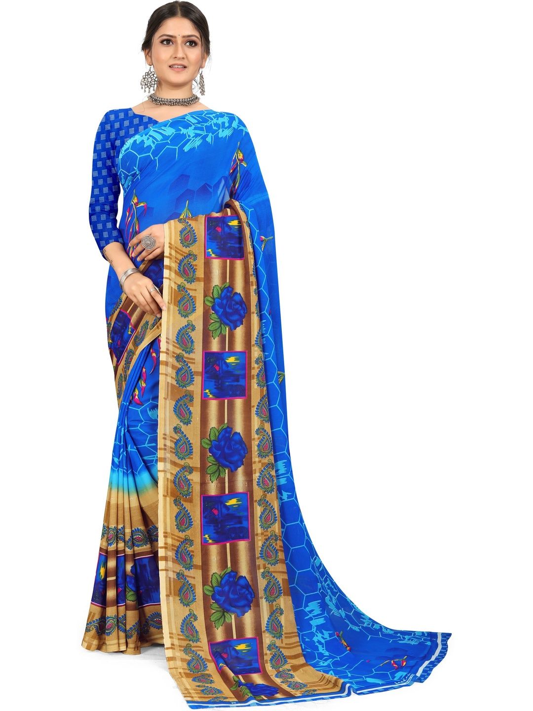 SZN Floral Poly Georgette Saree-picture-22