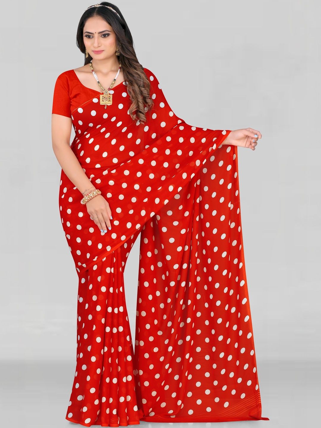 SZN Polka Dot Poly Georgette Saree-picture-50