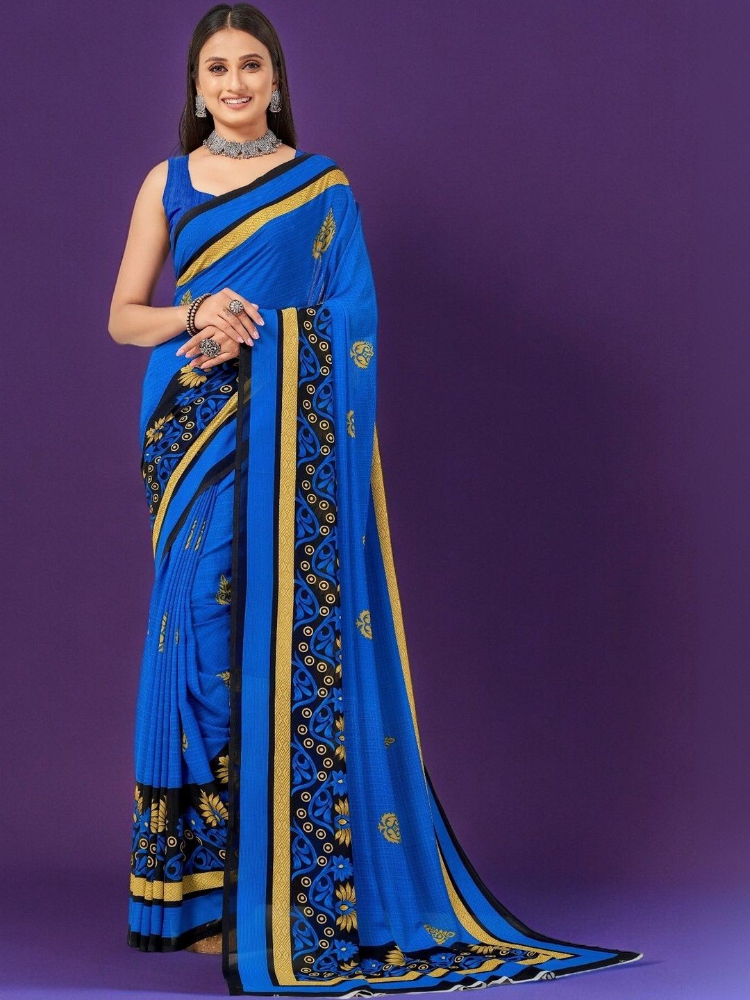 SZN Ethnic Motifs Poly Georgette Saree-picture-29