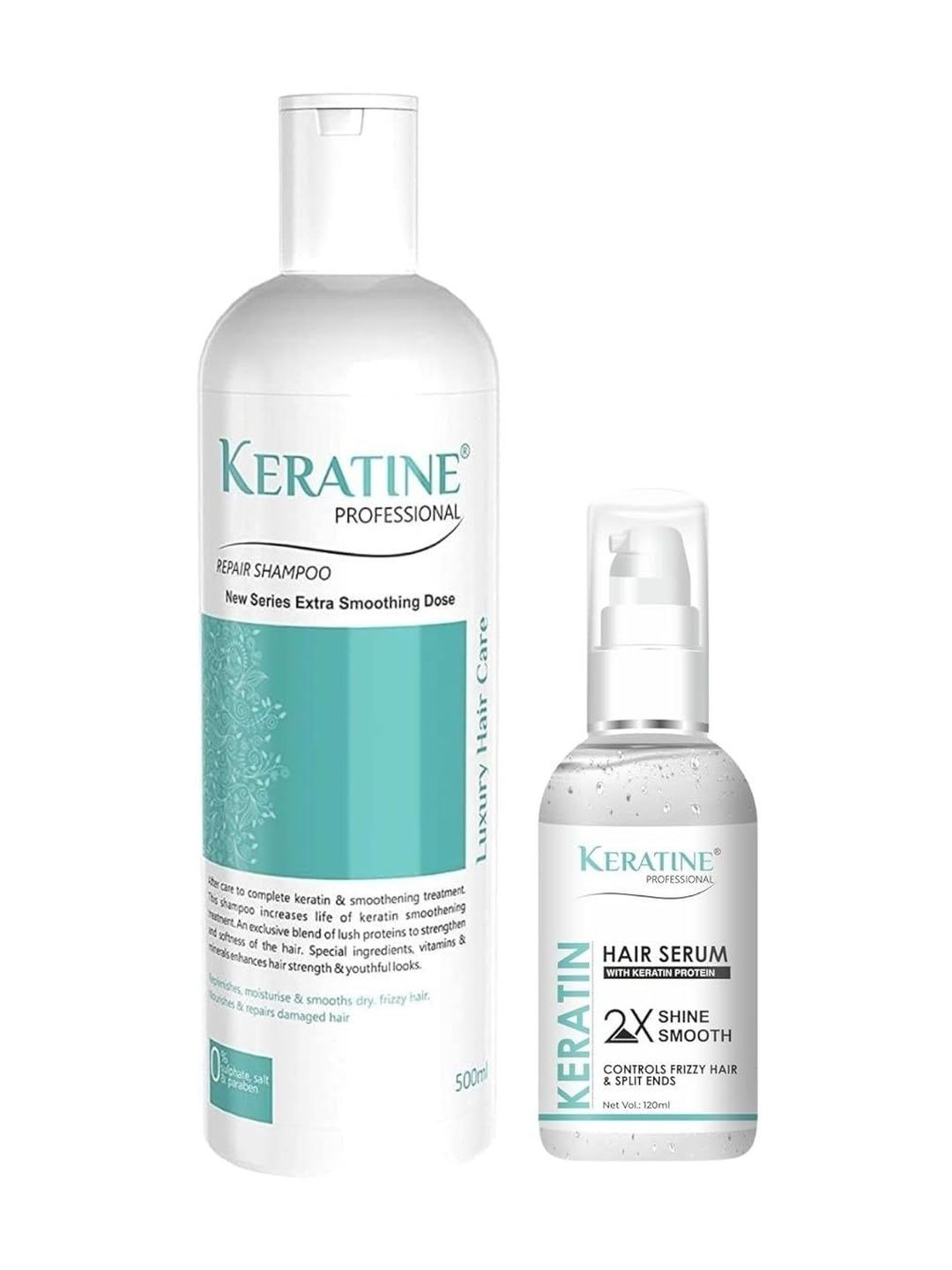KERATINE PROFESSIONAL Set Of 2 Damaged Hair Repair Shampoo & Hair Serum - 500 ml & 120 ml-picture-17
